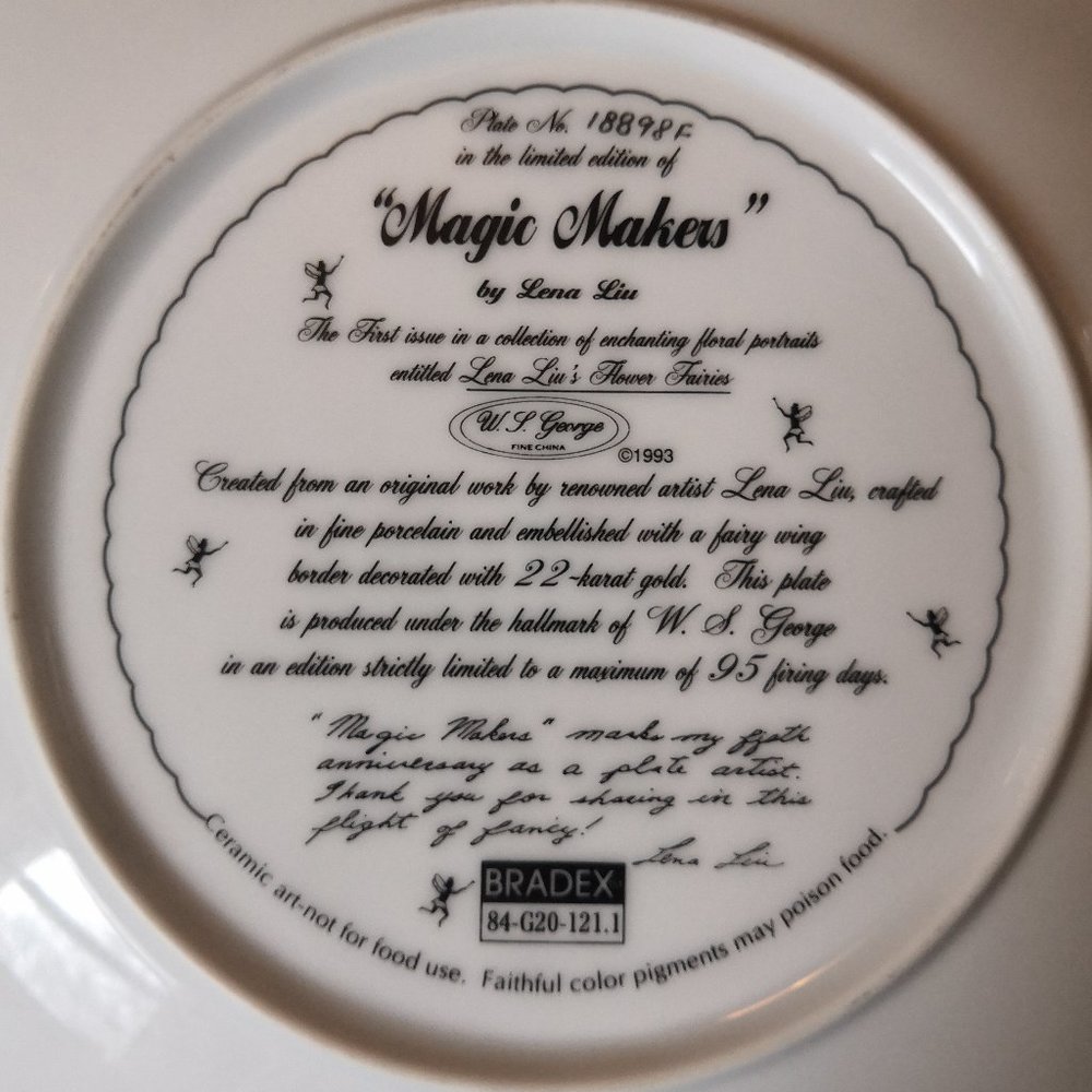 Magic Makers Plate by Lena Liu #1 In Flower Fairies 22 karat gold Decoration - Picture 8 of 8